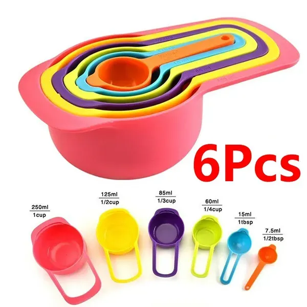 6-Piece Colorful Measuring Cup Set - Nesting Kitchen Measuring Cups for Baking, Cooking & Food Preparation 6-Piece Colorful Measuring Cup Set - Nesting Kitchen Measuring Cups for Baking, Cooking & Food Preparation